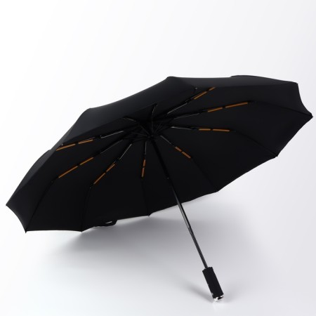Automatic “plain” umbrella, with a flashlight, rotating pen, 3 additions, 10 spokes, r = 52 cm, black color is black-2
