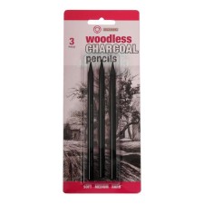 Coal pencils, black, 3 pieces in the set (1 rod-soft, 1 rod-medium, 1 rnot)