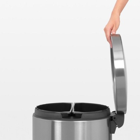 Brabantia Classic garbage bucket, two -section, with a pedal, steel color, 2x20 liters-3