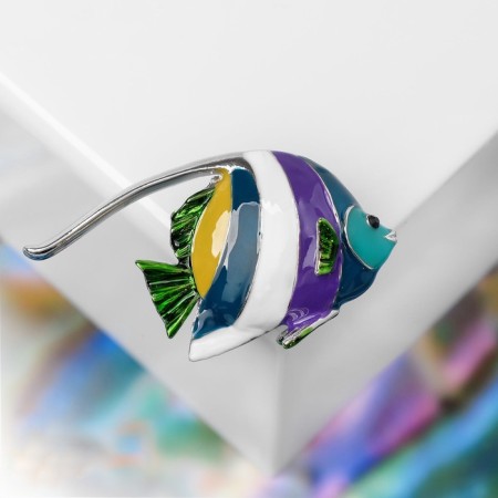 Brooch "Fish", colored in silver-2