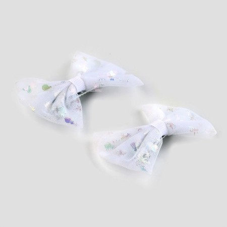 Hair hairpin white bow, set, 2 pcs, 7.5 cm, princesses-3