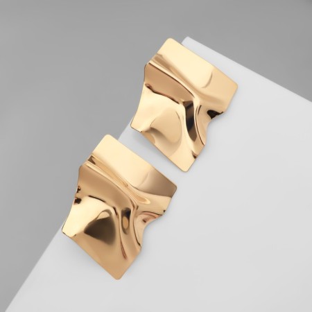 Earrings Metal "Atmosphere" rhombus rumbled, color gold-1