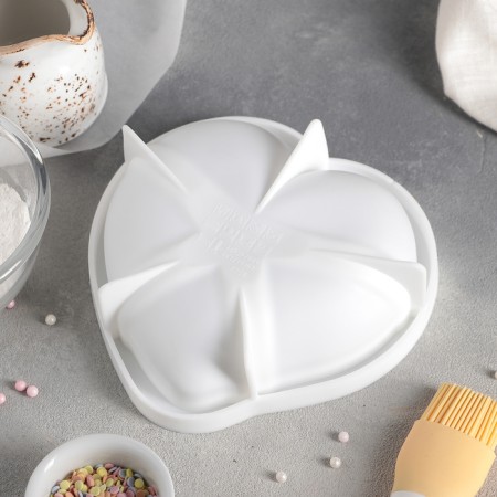 Form for mousse desserts and baking of the share “Small heart”, silicone, 17.5 × 4.7 cm, white color-1