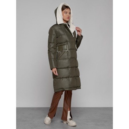 Coat insulated winter female, size 44, khaki color-6