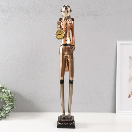 Polystone souvenir with the clock "Dog butler" 12.5x10.5x67 cm