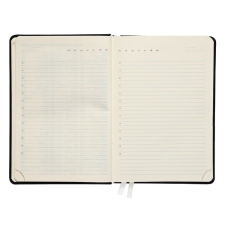 Leduced Diary A5, 160 sheets, Devente. Be happy!, Firm cover of artificial leather with foam rubber, cream block 70 g/m2, black-7