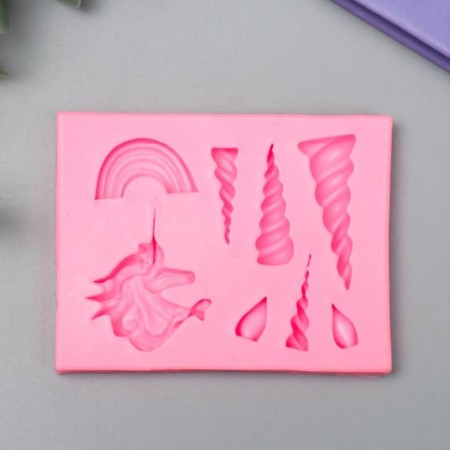 Mold Silicon "Unicorn and horns" 8 objects 0.8x5.5x7 cm
