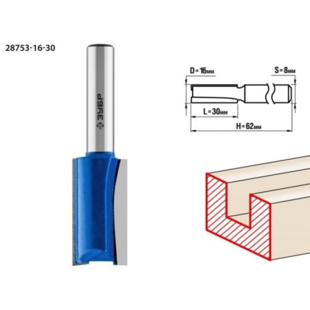 Frases groove bison 28753-16-30, straight, shank d = 8 mm, 16 x 30 mm