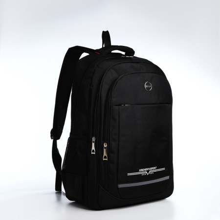 Youth backpack from textiles, 2 lightning departments, 4 pockets, black/white color-2