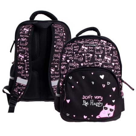 School backpack Bruno VisConti, 40 x 30 x 16 cm, ergonomic back, “Toon Town. Cat "