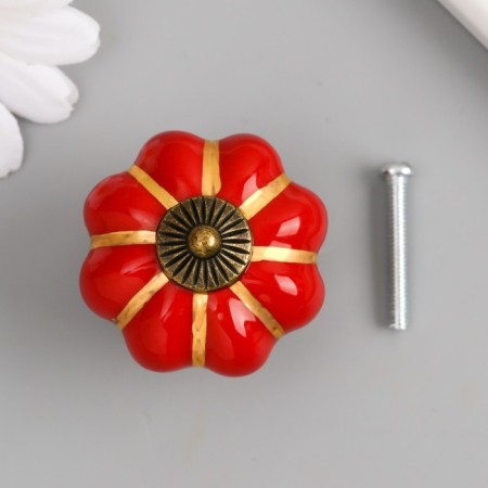 Handle for the casket ceramics, metal "Pumpkin" red 4x4x4 cm-2