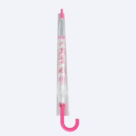 Umbrella - a semiautomatic “flowers” ​​cane, 8 spokes, r = 45 cm, the color is transparent/pink-9
