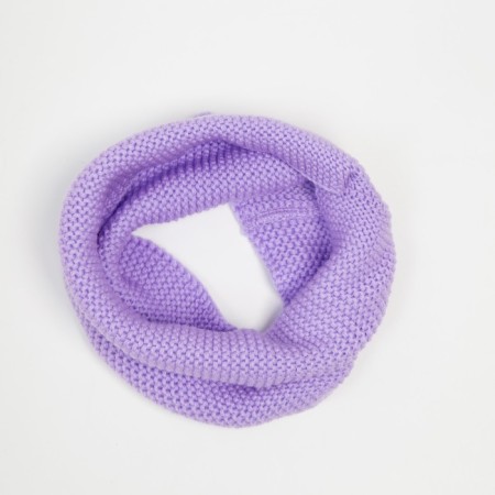 Kit (hat and snood) for the girl, lilac/yellow color, size 47-50 cm-3