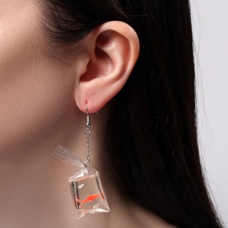 Earrings Assorted "Fish" in a package, Orange color-2