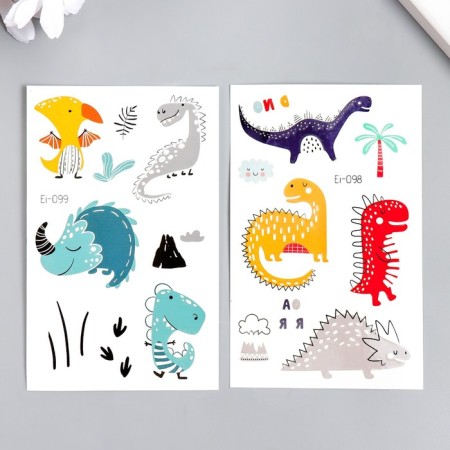 Tattoo on the body color phosphorus "dinosaurics" mix 12x7.5 cm
