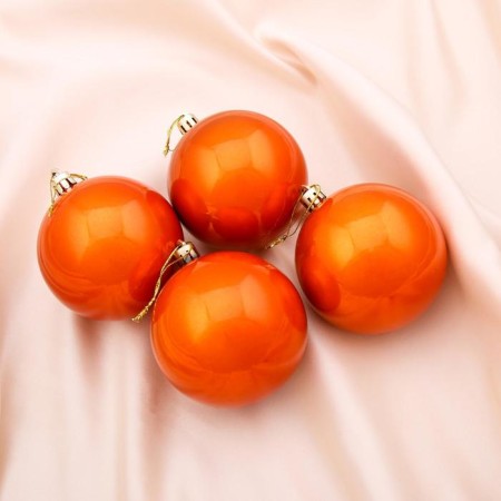 Set of balls plastic D-8 cm, 4 pcs "gloss" orange