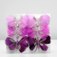 A butterfly for decor and floristry, on a clothespin, plastic, lilac, mix, 1 pc., 8 x 5 x 1 cm