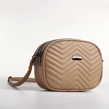 Bag Women's Cross-Bodi with a zipper, beige color-2