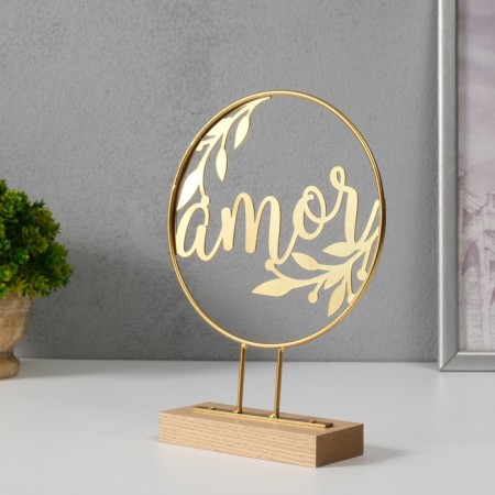 Souvenir Metal "Love with branches" gold 5x15.5x21 cm-1