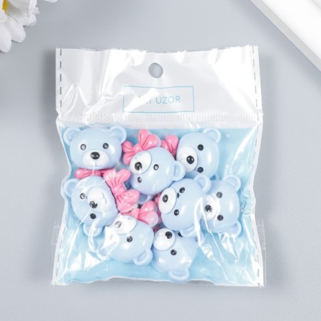 Decor for creativity plastic "Mishutka with pink bow" 2x2.5 cm-3