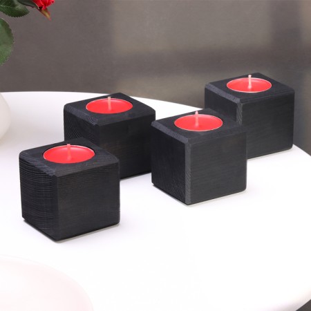 Interior candlestick 4 pcs with the inscription Love, color: "Eben", aroma: strawberries-1