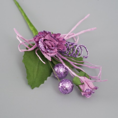 Decorative bouquet "rose" with brilliance, 5x9 cm, lilac-2