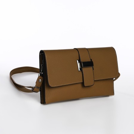 Bag-clate on magnet, long belt, beige color-3