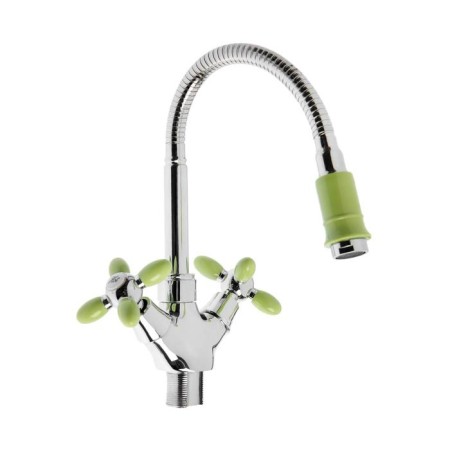 Everest Kitchen Comer B58-071E, two-wound, high spout, nut, chrome/green