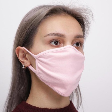Mask for the face is reusable of 100 % cotton, 2-layer, pink, 19 x 13 cm-2