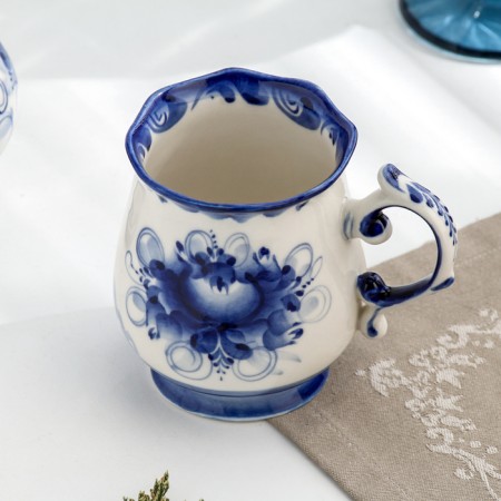 Mug "Morning", gzhel, porcelain, 11x12 cm-2