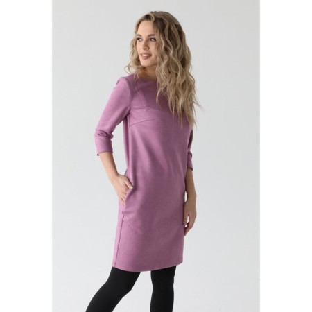 Suede dress with a neckline on the back, size 44