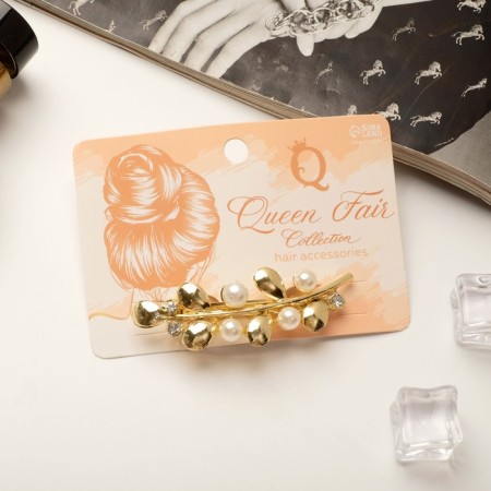 Hair hair clip "prestige" beads with leaves, 7 cm, gold-2