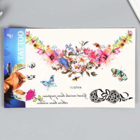 Tattoo on the body color "Flower necklace" 36.5x22 cm-2