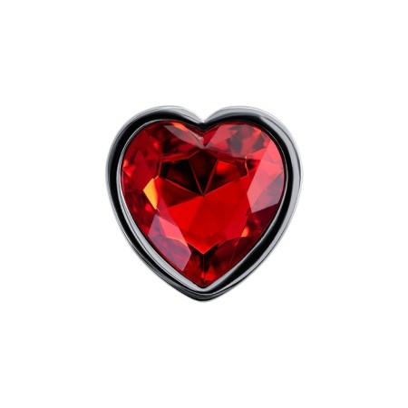 Anal plug, metal, silver, with a crystal of ruby ​​color, 7 cm, D 2.7 cm, 50 g-3