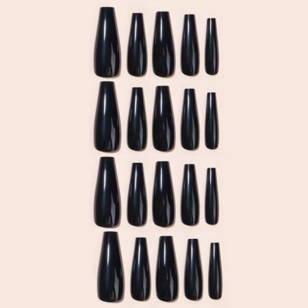 Patching nails, 24 pcs, ballerina shape, black color-2