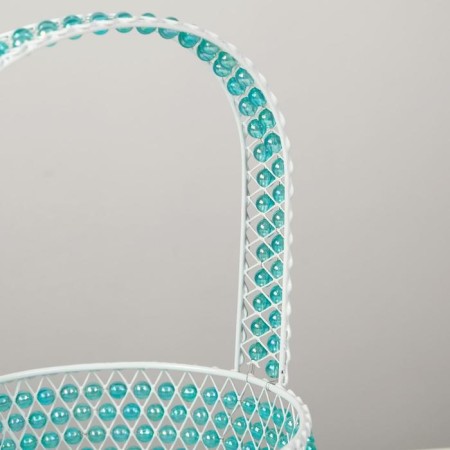 Basket, 16x6/23 cm, metal, beads-1