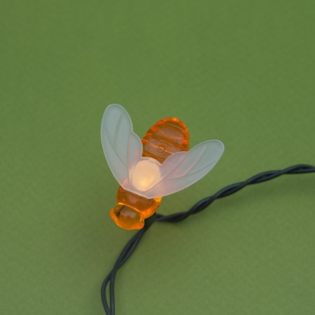 Garland “thread” 4.5 m with nozzles “bees”, IP44, dark thread, 30 LED, glow warm white, 2 modes, solar battery-4
