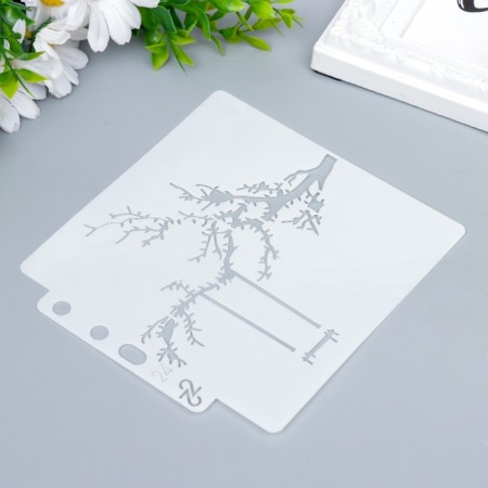 Stencil plastic "Swing on a branch" 13x14 cm-1