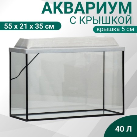 Aquarium rectangular "atall" with a lid, 40 liters, 55 x 21 x 35/40 cm, bleached oak