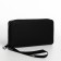 Male purse with zipper, department for bills, for maps, for coins, black color