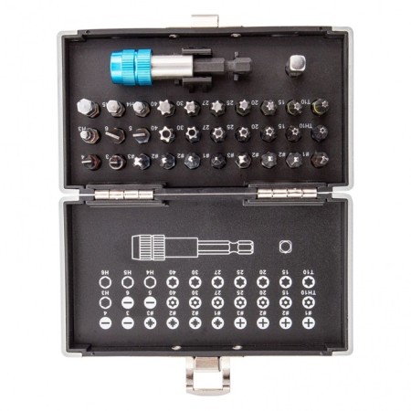 Gross 11363 bit set, magnetic adapter, S2 steel, plastic case, 32 items-2