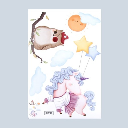 Sticker Plastic Interior Color "Unicorn and Eagent Pirate" 30x20 cm-1