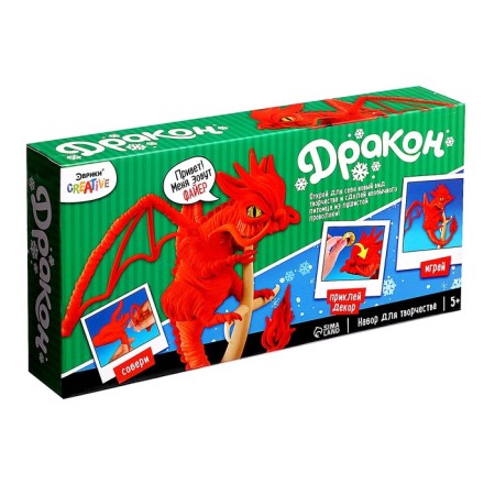 Toy from fur sticks "Fire", red dragon-9