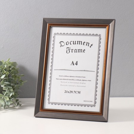 Photo frame Plastic format A4 "Violett" Gray with a gold strip of 1.5x25.4x34 cm-1