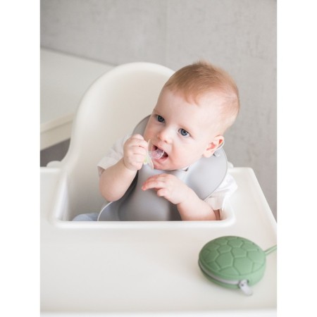 Bibslate for feeding silicone with pocket, gray color-4