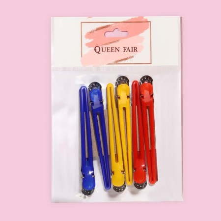Hair clamps, set - 6 pcs, 10 cm, color mix-5