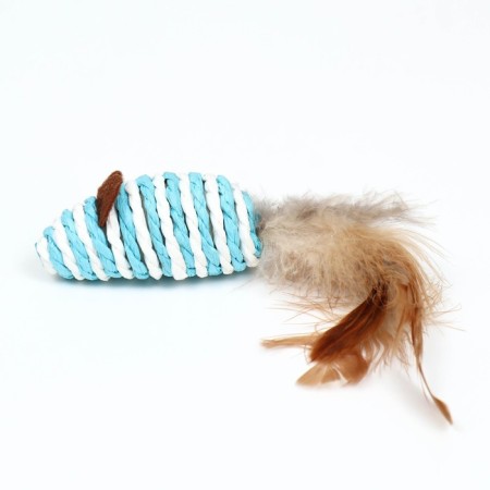 A toy for cats "Mouse-Grandmoshka", 7 cm, blue and white-2