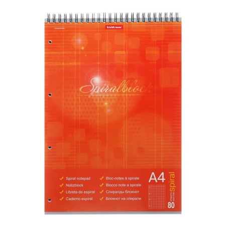 A4, 80 sheets, cell, Erichkrause "Spiralblock" notebook, cardboard cover, firm substrate, outlet, 100%, miceneration, mix-10