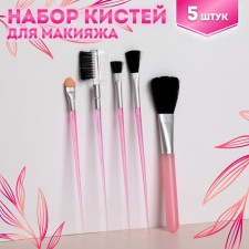 A set of makeup brushes, 5 objects, pink color