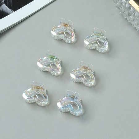 Hair crab "Avanti" (set 6 pcs) The heart is double, 2.5 cm, transparent-1